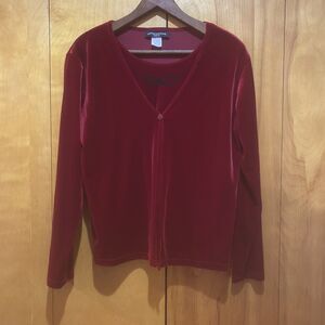 Vintage Y2K Impressions Red Velvet Faux Tank Cardigan Size M Whimsigoth Goth